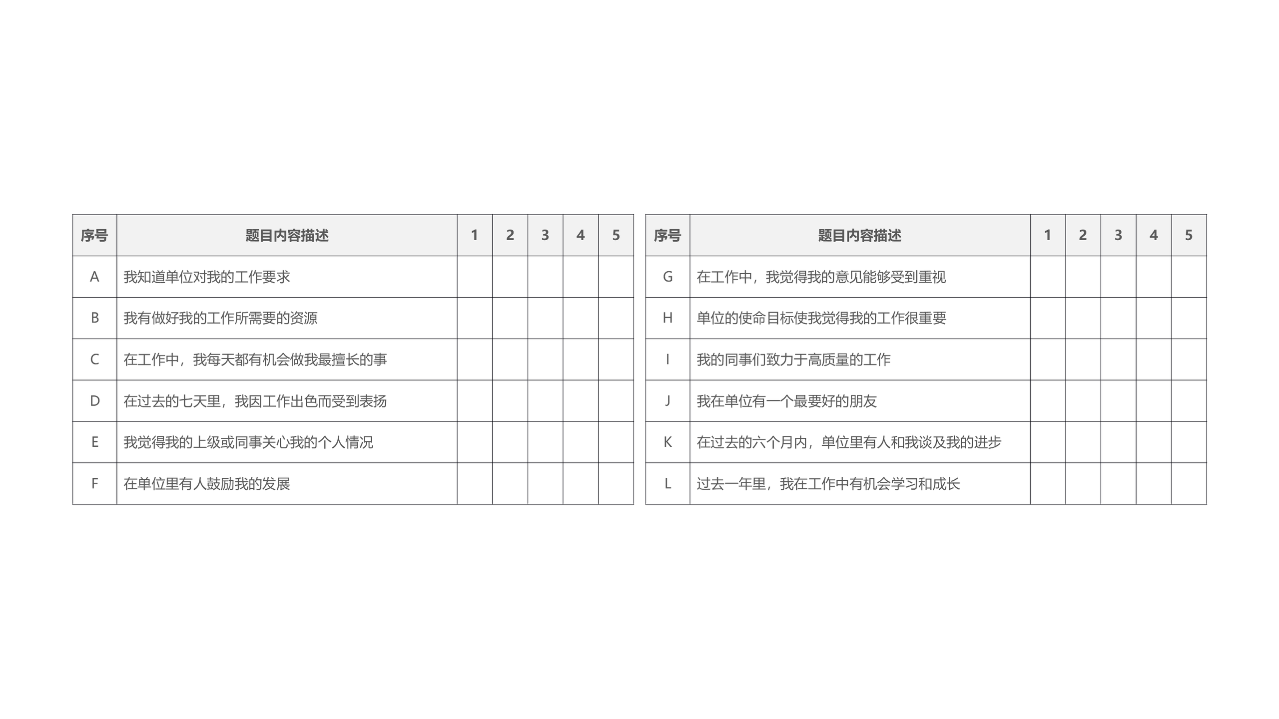 盖洛普Q12敬业度量表