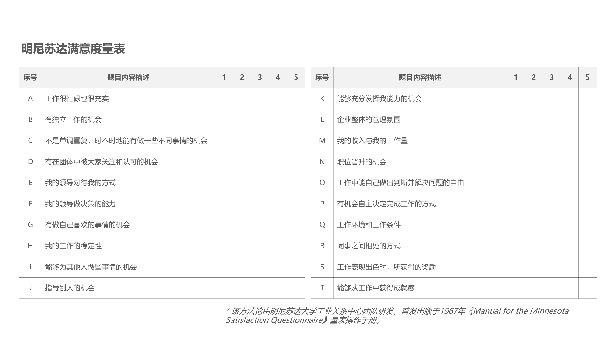 明尼苏达满意度量表